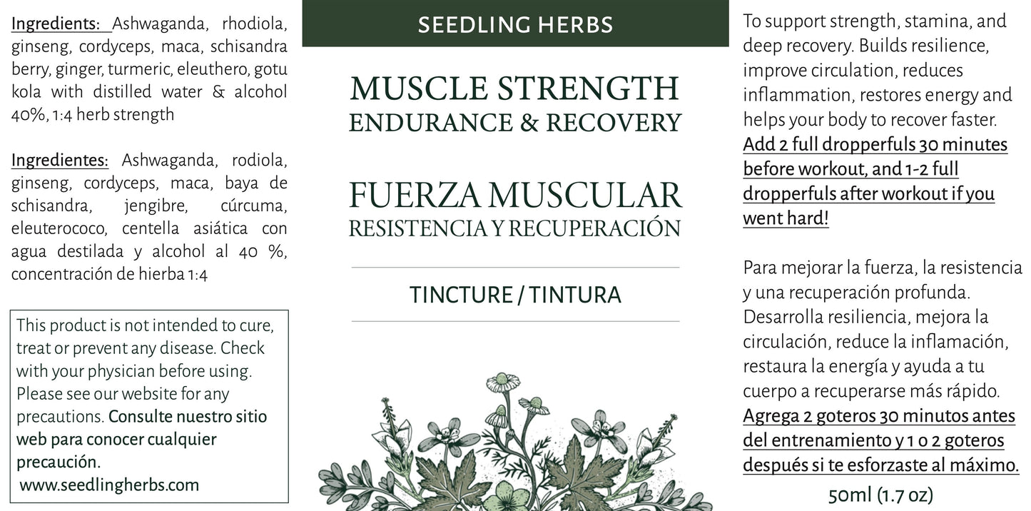 Tintura para fuerza muscular, resistencia y recuperación.
